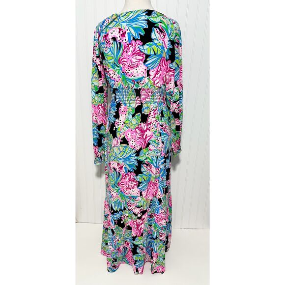 Lilly Pulitzer Women's Mistral Maxi Onyx Jaguar Jungle Dress Multicolor Large - Picture 6 of 14